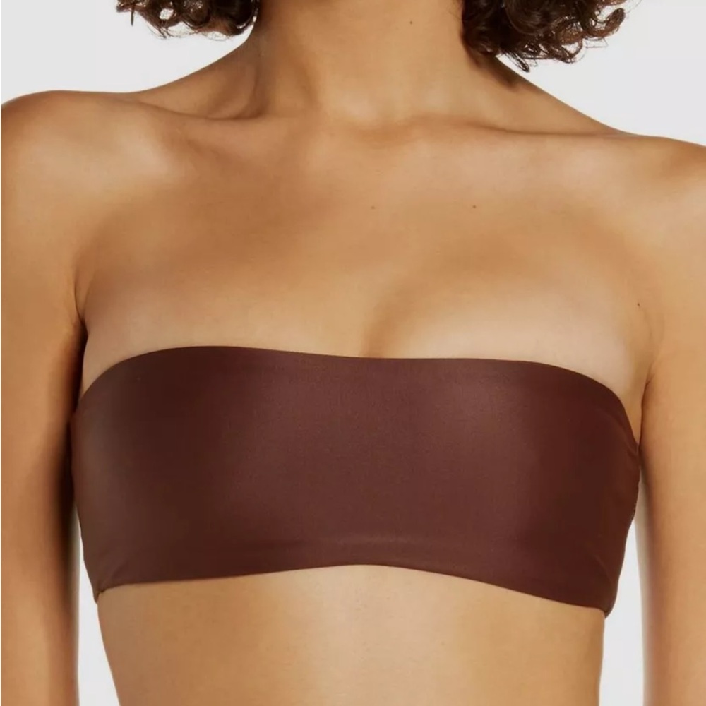Jade Swim NWOT Brown All Around Bandeau Top Size Large